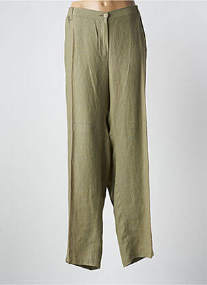 Pantalon droit tissage crêpe taille normale vert KJBRAND femme