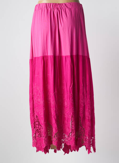 Jupe longue rose SOPHIA CURVY pour femme