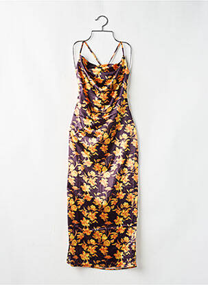 Robe mi-longue imprimé fleurs fines bretelles violet JARDINVUE femme