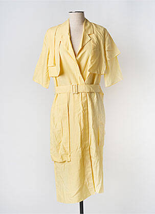 Robe mi-longue manches courtes manches courtes jaune NUMERO 6 femme