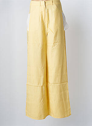 Pantalon large fermeture zippée sous rabat boutonné taille normale jaune NUMERO 6 femme