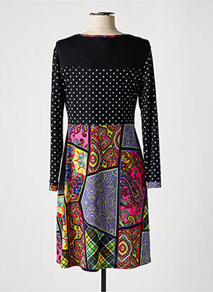 Robe mi-longue imprimé fantaisie manches longues noir OLIVIER PHILIPS femme