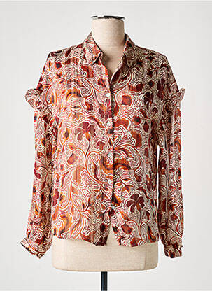 Blouse imprimé fleurs manches longues marron ESQUALO femme