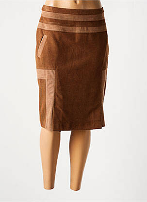 Jupe mi-longue coupe droite marron MERI & ESCA femme