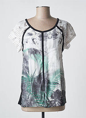 T-shirt sérigraphie avec strass manches courtes gris KALISSON femme