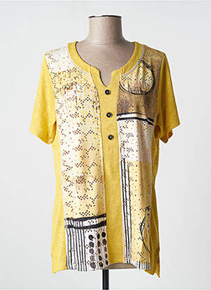 T-shirt col v manches courtes jaune BAGORAZ femme