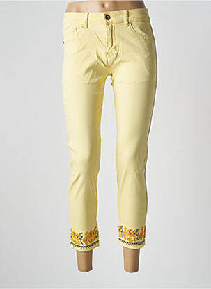 Pantalon 7/8 stretch taille normale jaune KALISSON femme