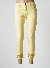Pantalon 7/8 stretch taille normale jaune KALISSON femme