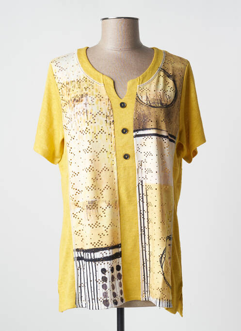 T-shirt col v manches courtes jaune BAGORAZ femme