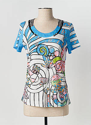 T-shirt imprimé fantaisie manches courtes bleu KALISSON femme