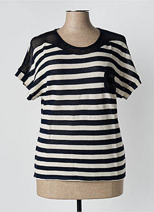 Pull coupe cintrée manches courtes bleu KALISSON femme