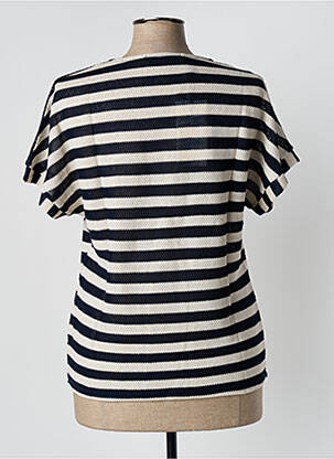 Pull coupe cintrée manches courtes bleu KALISSON femme