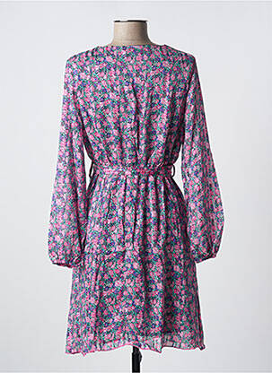 Robe mi-longue imprimé fleurs manches longues violet LILIE ROSE femme