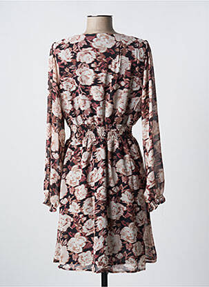 Robe courte coupe fluide manches longues marron IKOONE&BIANKA femme