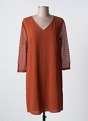 Robe courte manches 3/4 manches 3/4 marron IT HIPPIE femme