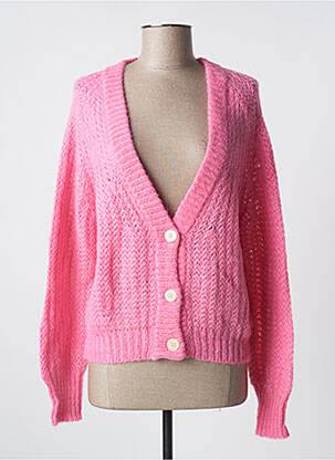 Gilet manches longues resserrée sur le bas rose COLYNN femme