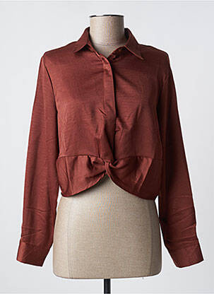 Blouse poignets boutonnés avec fente manches longues marron 0000000000000 femme