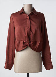 Blouse poignets boutonnés avec fente manches longues marron 0000000000000 femme
