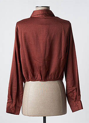Blouse poignets boutonnés avec fente manches longues marron 0000000000000 femme