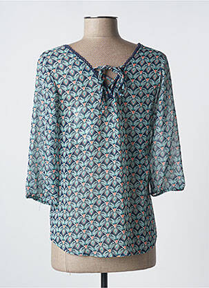Blouse légère et transparente manches 3/4 bleu IT HIPPIE femme