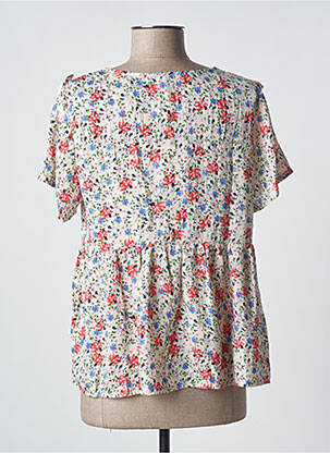 Blouse légère et transparente manches courtes gris BY ONE femme