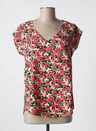 Blouse imprimé fleurs manches courtes rouge BY ONE femme