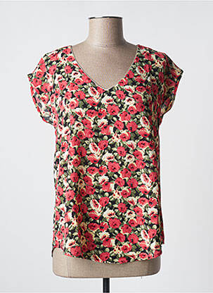 Blouse imprimé fleurs manches courtes rouge BY ONE femme