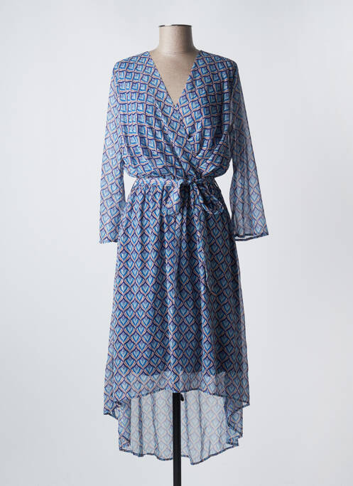 Robe mi-longue manches longues manches longues bleu IT HIPPIE femme