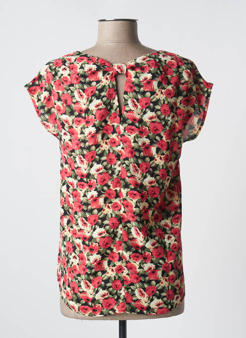 Blouse imprimé fleurs manches courtes rouge BY ONE femme