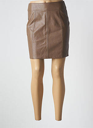 Jupe courte taille à pinces marron UNIKA femme