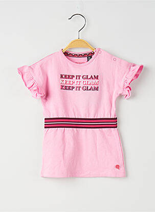 Robe mi-longue manches courtes manches courtes rose QUAPI fille