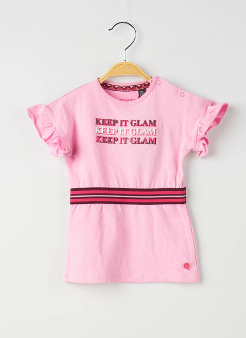 Robe mi-longue manches courtes manches courtes rose QUAPI fille