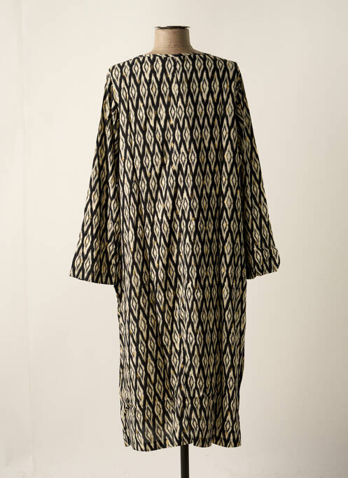 Robe mi-longue coupe fluide manches longues noir TEHANA femme