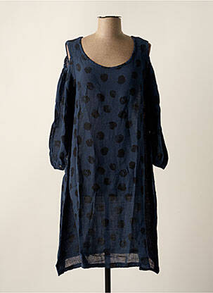 Robe mi-longue manches longues manches longues bleu TEHANA femme