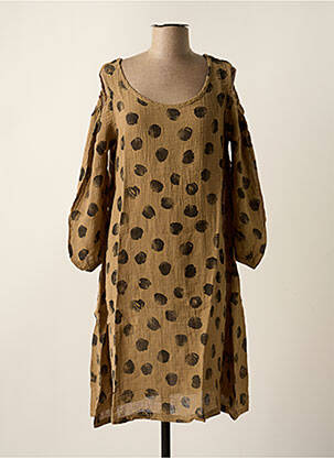 Robe mi-longue manches longues manches longues marron TEHANA femme
