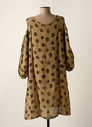 Robe mi-longue manches longues manches longues marron TEHANA femme