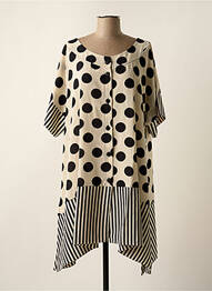 Robe mi-longue coupe fluide manches courtes noir TEHANA femme