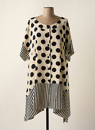 Robe mi-longue coupe fluide manches courtes noir TEHANA femme