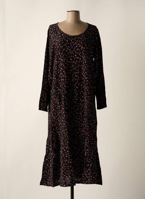 Robe longue manches longues manches longues noir TEHANA femme