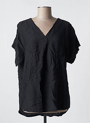 Blouse tissage crêpe manches courtes noir NEW COLLECTION femme