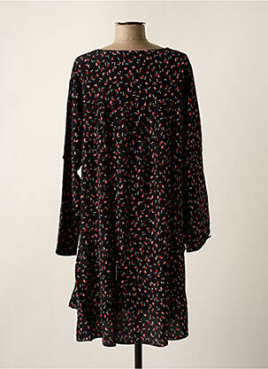 Robe mi-longue imprimé fleurs manches longues noir TEHANA femme