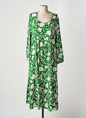 Robe longue manches longues manches longues vert TEHANA femme