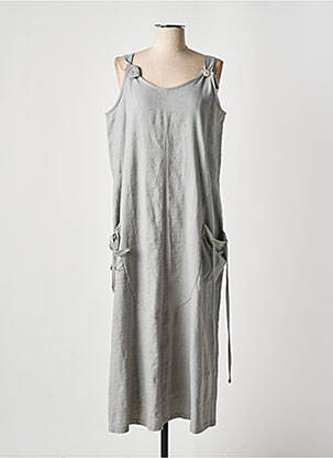 Robe longue tissage crêpe sans manche gris EFFET MER femme