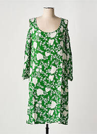 Robe mi-longue coupe fluide manches 3/4 vert TEHANA femme