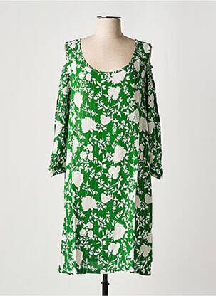 Robe mi-longue coupe fluide manches 3/4 vert TEHANA femme