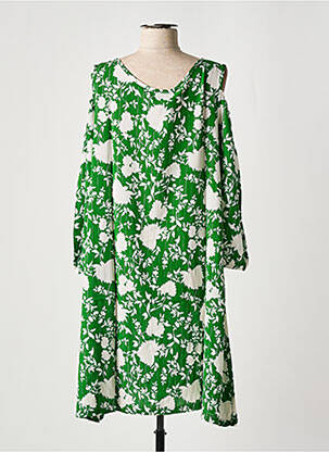 Robe mi-longue coupe fluide manches 3/4 vert TEHANA femme