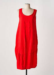 Robe mi-longue tissage crêpe sans manche rouge EFFET MER femme