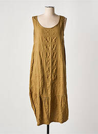 Robe mi-longue tissage crêpe sans manche vert EFFET MER femme