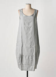 Robe mi-longue tissage crêpe sans manche gris EFFET MER femme