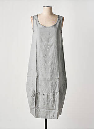Robe mi-longue tissage crêpe sans manche gris EFFET MER femme